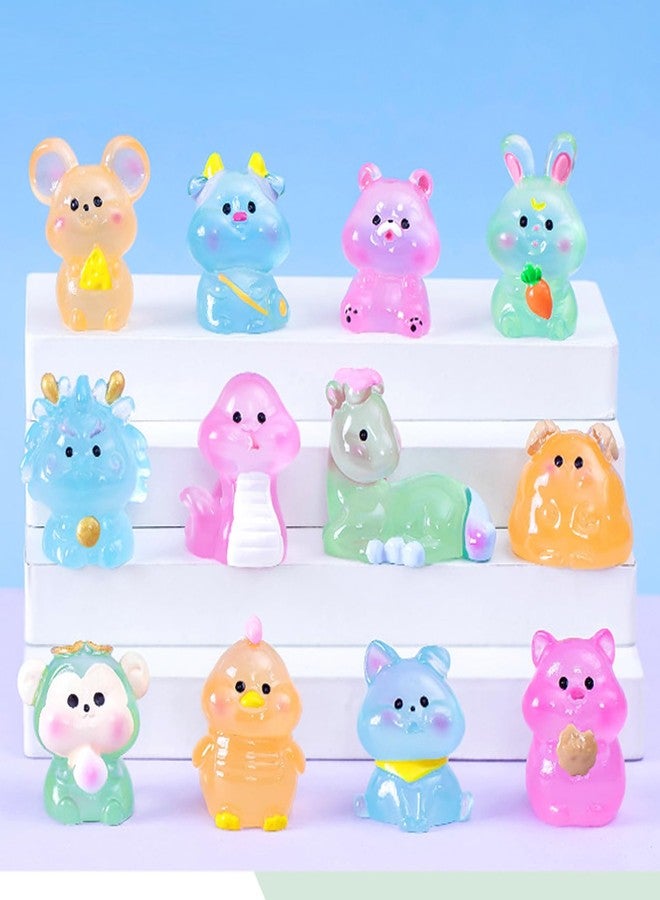 HOMICO 12 Pieces Luminous Mini Animals for Crafts Dollhouse Fairy Garden Decor Mini Resin Animals Tiny Animals for Car Micro Landscape Plant Pots - Image 2